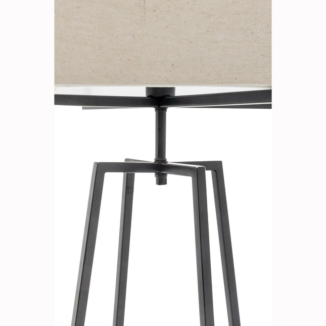 Modern Dimmable Floor Lamp w Linen Shade Designer Bedroom Lighting Matte Black.