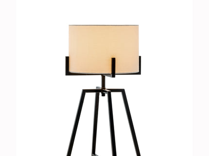 Modern Scandi Metal Dimmable Table Desk Lamp Light with Linen Shade Matte Black.