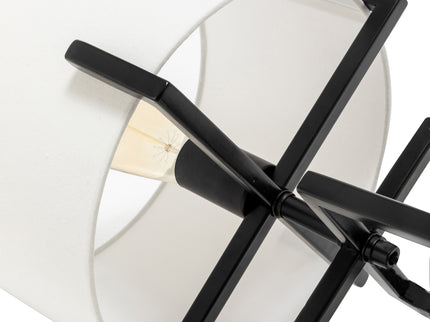 Modern Scandi Metal Dimmable Table Desk Lamp Light with Linen Shade Matte Black.