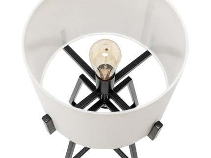 Modern Scandi Metal Dimmable Table Desk Lamp Light with Linen Shade Matte Black.