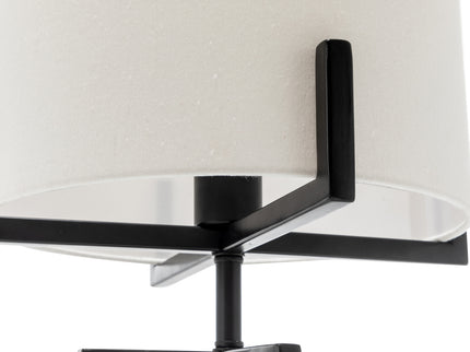 Modern Scandi Metal Dimmable Table Desk Lamp Light with Linen Shade Matte Black.