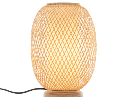 Natural Woven Bamboo Oval Table Lamp Light Shade Boho Tropical Coastal.