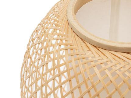 Natural Woven Bamboo Oval Table Lamp Light Shade Boho Tropical Coastal.