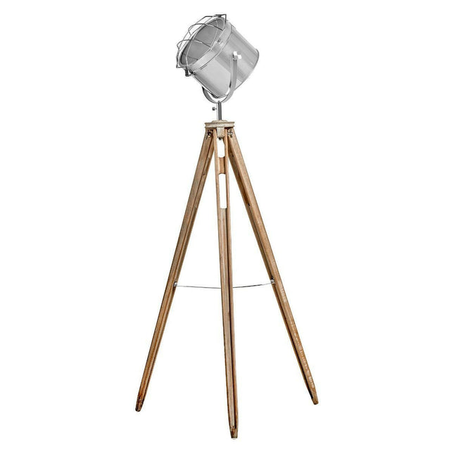 Nautical Tripod Floor Lamp Search Light Modern Chrome Head with Mesh.