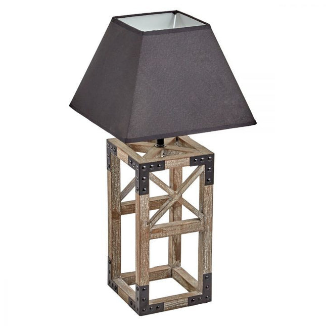 Designer Wooden TABLE LAMP Modern Rustic Geo Industrial Retro Desk Light.