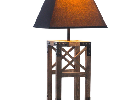 Designer Wooden TABLE LAMP Modern Rustic Geo Industrial Retro Desk Light.