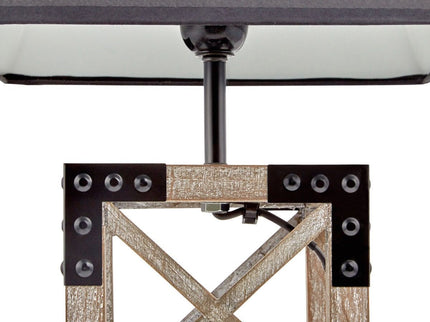 Designer Wooden TABLE LAMP Modern Rustic Geo Industrial Retro Desk Light.