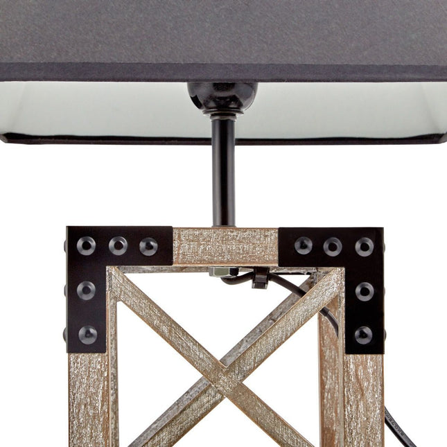 Designer Wooden TABLE LAMP Modern Rustic Geo Industrial Retro Desk Light.