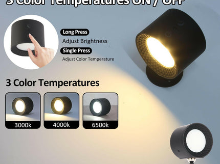 Touch-Control LED Night Light with 3 Brightness Levels & 3 Color Temperatures Adjustable Stepless Dimming for Home Office.