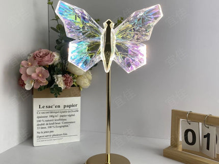 Muliticolor Butterfly LED Night Light Creative Crystal Design for Ambient Lighting.