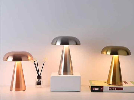 Bronze Color Modern Mushroom Table Lamp Minimalist Metal Design for Home and Office.
