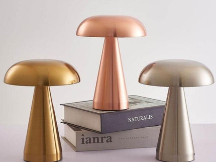 Bronze Color Modern Mushroom Table Lamp Minimalist Metal Design for Home and Office.