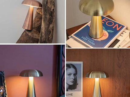 Bronze Color Modern Mushroom Table Lamp Minimalist Metal Design for Home and Office.