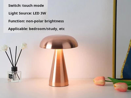 Rose Red Modern Mushroom Table Lamp Minimalist Metal Design for Home and Office.