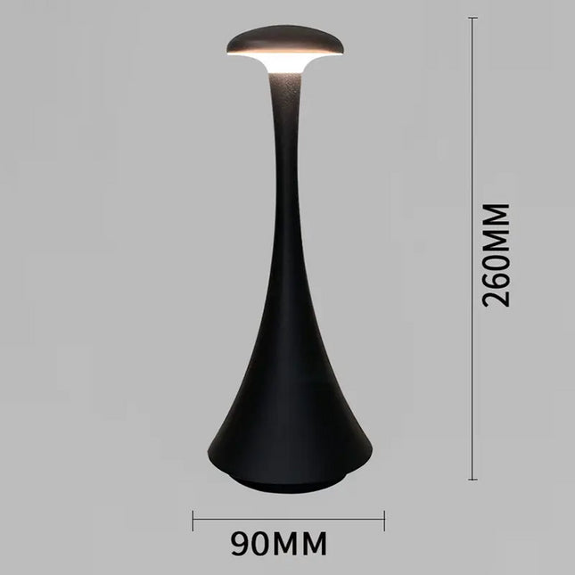 Black Modern Minimalist LED Mushroom Lamp - Touch Control Rechargeable Night Light