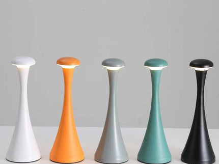 Black Modern Minimalist LED Mushroom Lamp Touch Control Rechargeable Night Light for Home and Office.