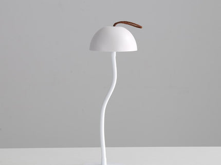 Smooth White Lamp Cap Elegant Curved Stem Mushroom Desk Lamp Adjustable LED Table Light.