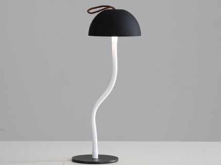 Smooth Black Lamp Cap Elegant Curved Stem Mushroom Desk Lamp Adjustable LED Table Light.