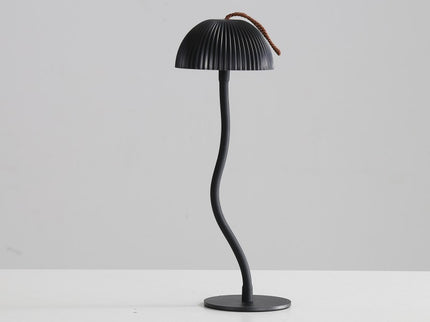 Corrugated Black Lamp Cap Elegant Curved Stem Mushroom Desk Lamp Adjustable LED Table Light.