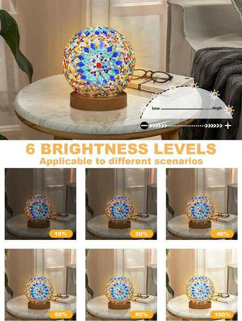 Blue Handmade Mosaic Glass Lamp Vibrant Decorative Table Light for Home.