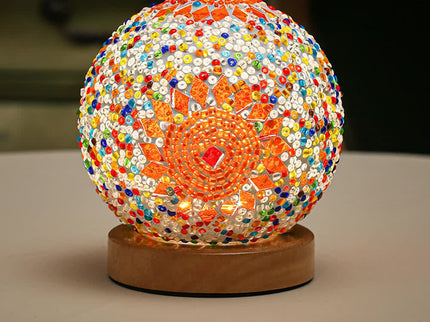 Orange Handmade Mosaic Glass Lamp - Vibrant Decorative Table Light