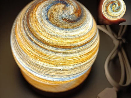 Morning Light LED Planet Night Light with Wooden Base, USB Rechargeable