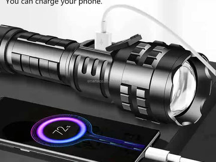 Gift Box LED Self-Defense Flashlight Powerful Rechargeable Type-C Torch with Digital Display.