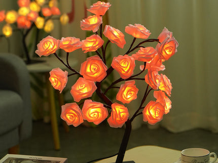 LED Rose Flower Tree Light with Detachable Base and USB Switch – Decorative Night Light for Home Décor