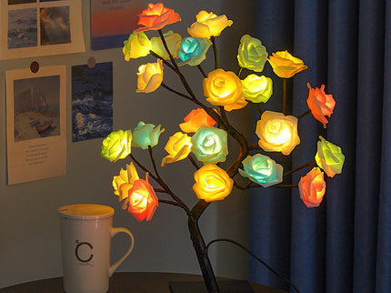 LED Rose Flower Tree Light with Detachable Base and USB Switch – Decorative Night Light for Home Décor