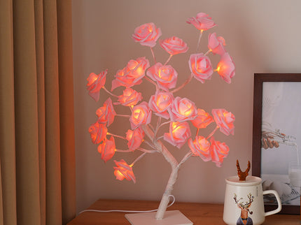 LED Rose Flower Tree Light with Detachable Base and USB Switch – Decorative Night Light for Home Décor