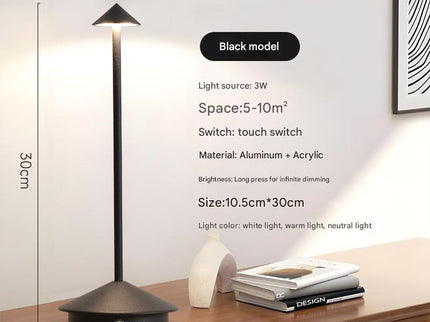 Black Modern Minimalist Aluminum LED Mushroom Night Light Creative Bedside Atmosphere Lamp for Dining Room and Bedroom.