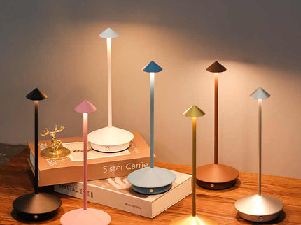 Black Modern Minimalist Aluminum LED Mushroom Night Light Creative Bedside Atmosphere Lamp for Dining Room and Bedroom.