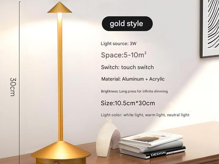 Gold Modern Minimalist Aluminum LED Mushroom Night Light Creative Bedside Atmosphere Lamp for Dining Room and Bedroom.