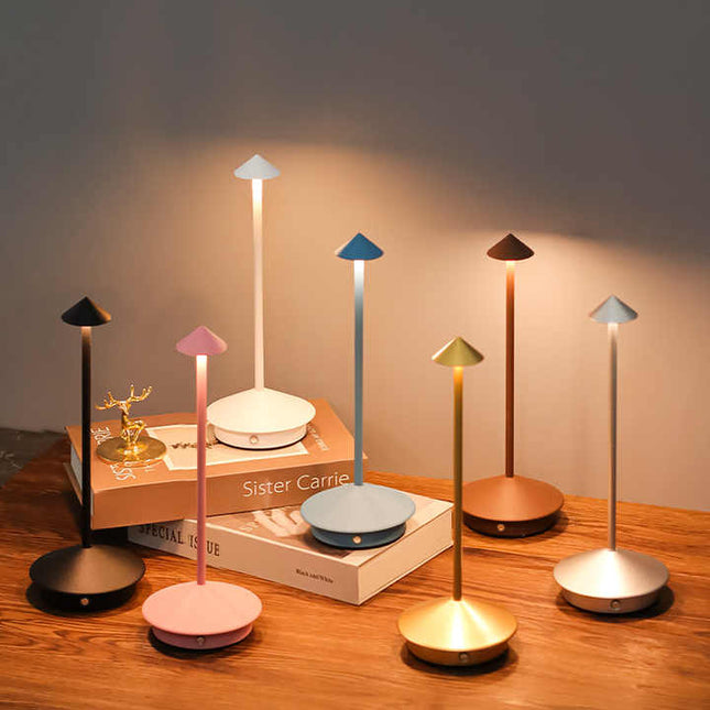Brown Modern Minimalist Aluminum LED Mushroom Night Light Creative Bedside Atmosphere Lamp for Dining Room and Bedroom.