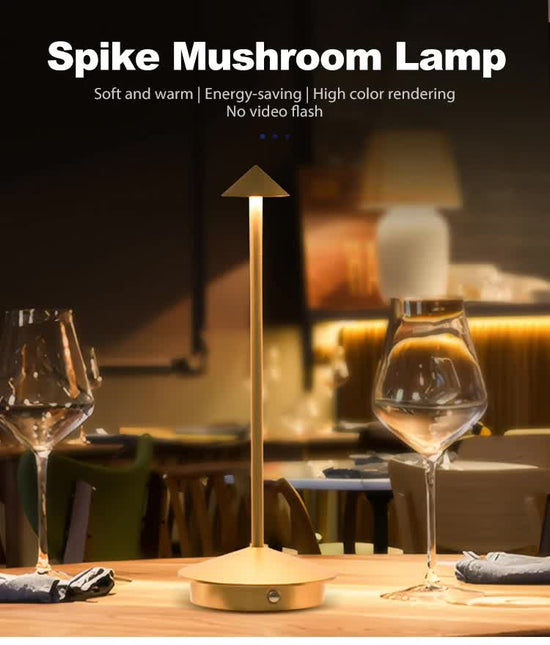Brown Modern Minimalist Aluminum LED Mushroom Night Light Creative Bedside Atmosphere Lamp for Dining Room and Bedroom.