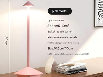 Pink Modern Minimalist Aluminum LED Mushroom Night Light Creative Bedside Atmosphere Lamp for Dining Room and Bedroom.