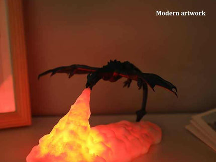 Red Fire Dragon 3D Printed LED Dragon Flame Night Light – Unique Decorative Lamp for Desk Bedroom and Gift Ideas.