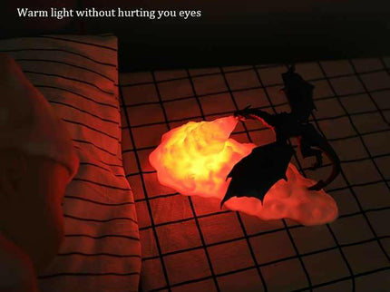 Blue Ice Dragon 3D Printed LED Dragon Flame Night Light Unique Decorative Lamp for Desk Bedroom Gift.