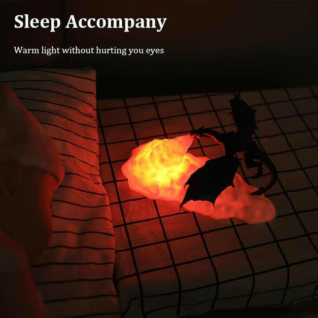 Blue Ice Dragon 3D Printed LED Dragon Flame Night Light Unique Decorative Lamp for Desk Bedroom Gift.