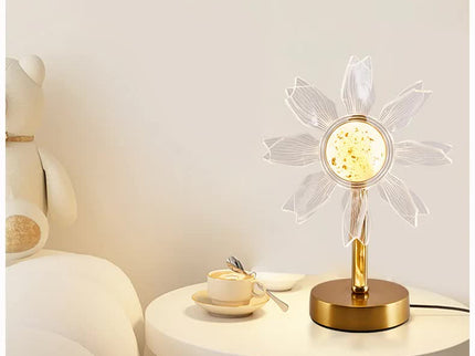 Windmill Shape Luxury Acrylic Table Lamp Modern USB Night Light Decorative Atmosphere Lamp for Bedroom Living Room Bedside Compact with 3 Color Temperatures.