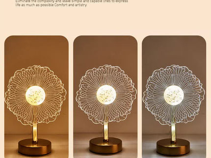 Windmill Shape Luxury Acrylic Table Lamp Modern USB Night Light Decorative Atmosphere Lamp for Bedroom Living Room Bedside Compact with 3 Color Temperatures.