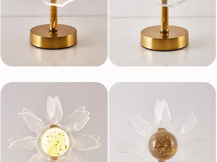 Windmill Shape Luxury Acrylic Table Lamp Modern USB Night Light Decorative Atmosphere Lamp for Bedroom Living Room Bedside Compact with 3 Color Temperatures.