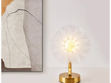 Sunflower Shape Luxury Acrylic Table Lamp Modern USB Night Light Decorative Atmosphere Lamp for Bedroom Living Room Bedside Compact Design 3 Color Temperatures.
