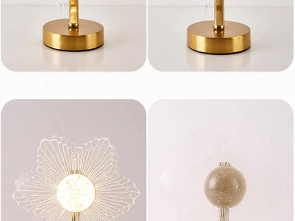 Sunflower Shape Luxury Acrylic Table Lamp Modern USB Night Light Decorative Atmosphere Lamp for Bedroom Living Room Bedside Compact Design 3 Color Temperatures.