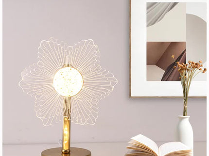 Flower Shape Luxury Acrylic Table Lamp Modern USB Night Light Decorative Atmosphere Lamp for Bedroom Living Room Bedside Compact with 3 Color Temperatures.