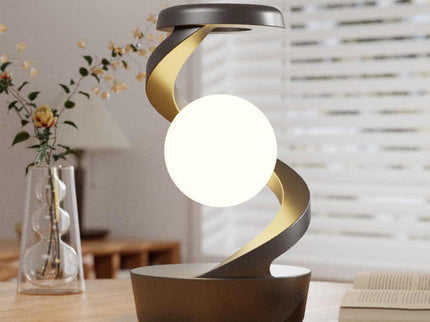 Black 360° Rotating Floating Night Light Wireless Charging Table Lamp 7-Color RGB Atmosphere Light.