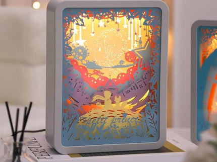 Deer in the Deep Forest 3D Paper Carving Night Light - USB Or Battery Powered Decorative Bedside Lamp | Atmosphere Lamp for Bedroom | Creative Starry Night and Little Prince Design Gift