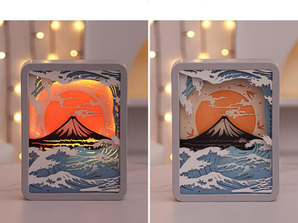 Moon Over The Sea 3D Paper Carving Night Light - USB Or Battery Powered Decorative Bedside Lamp | Atmosphere Lamp for Bedroom | Creative Starry Night and Little Prince Design Gift