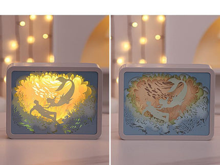 Mermaid 3D Paper Carving Night Light - USB Or Battery Powered Decorative Bedside Lamp | Atmosphere Lamp for Bedroom | Creative Starry Night and Little Prince Design Gift