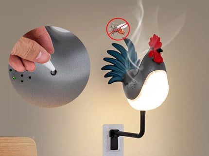 Brown USB Rechargeable Rooster Wall Lamp with Sound Aromatherapy and Decorative Design Creative Nightlight.
